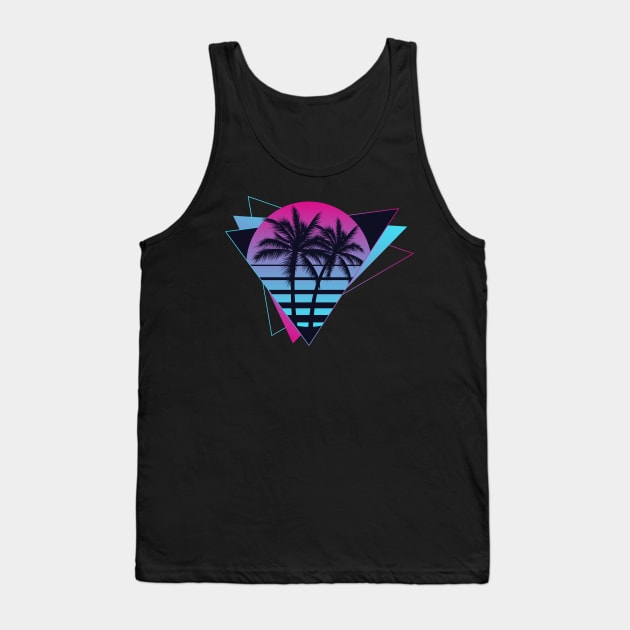 Retro 80s 90s Vaporwave Aesthetic Palm Trees Sunset Tank Top by Violette Graphica